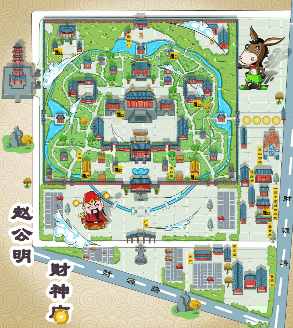 峨山寺庙类手绘地图